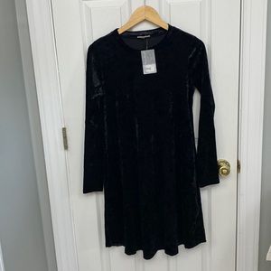 Black velvet maternity dress